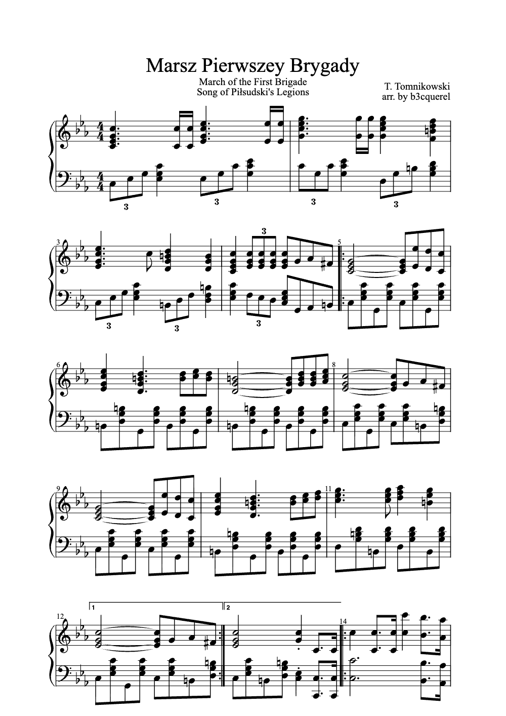 Sheet music preview for Marsz Pierwszej Brygady