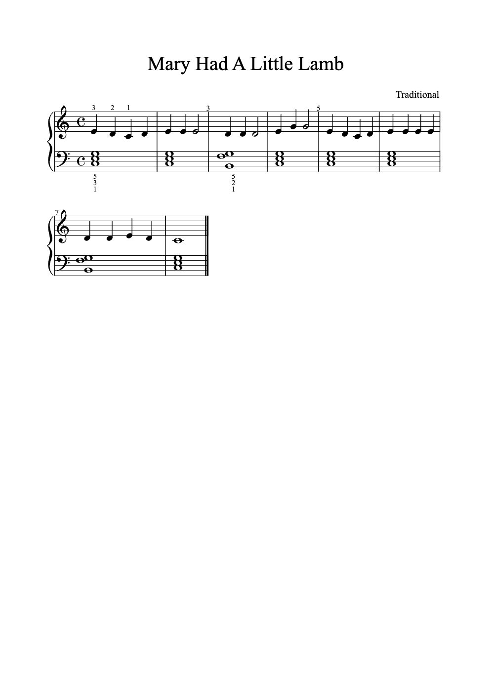 Sheet music preview for Mary Had a Little Lamb