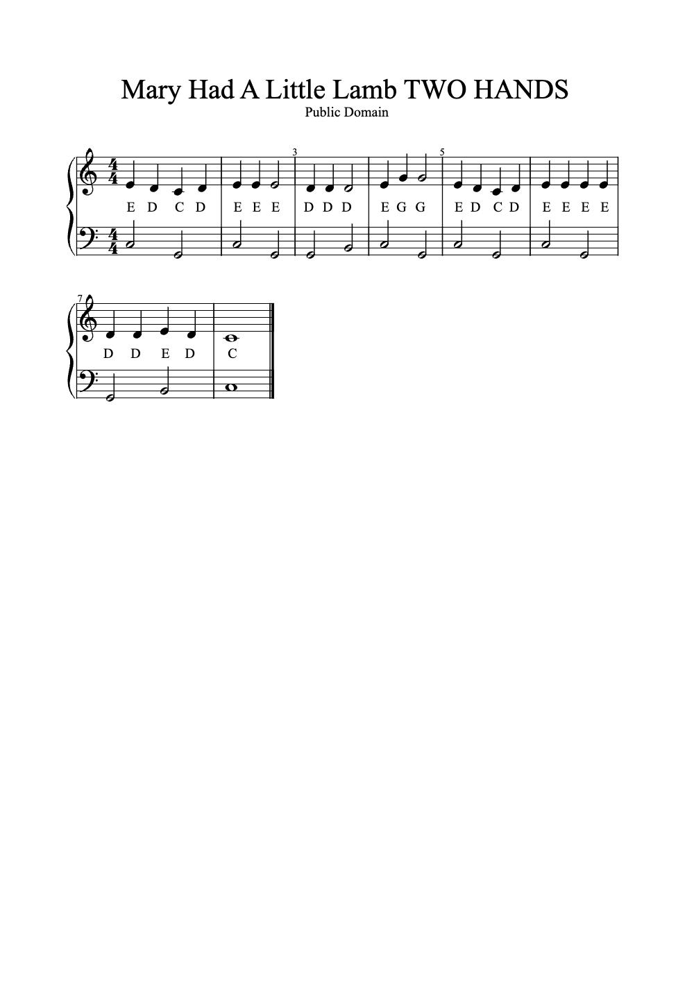 Sheet music preview for Mary Had a Little Lamb