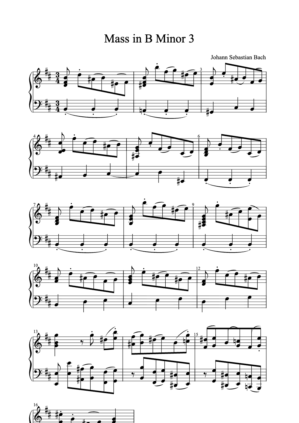 Sheet music preview for Mass in B Minor