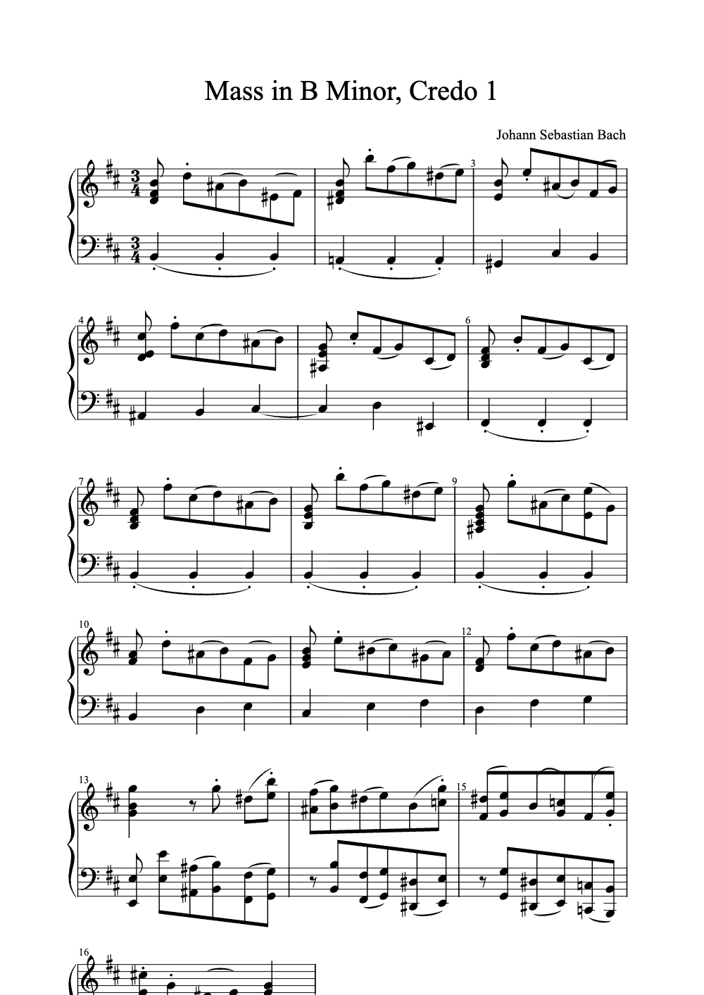 Sheet music preview for Mass in B Minor, Credo 1