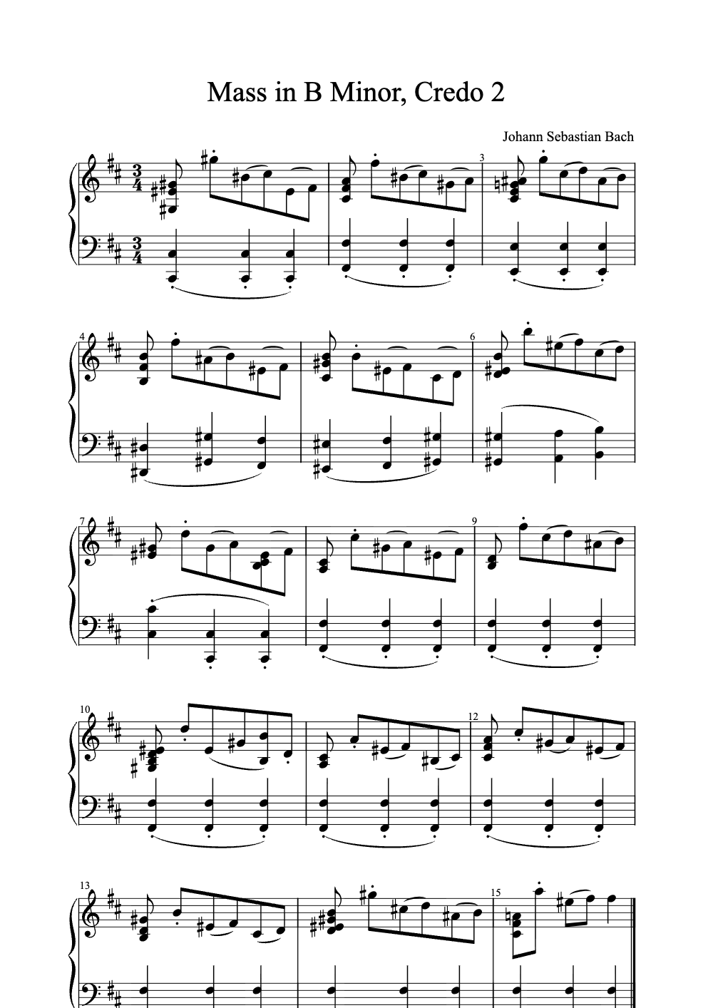 Sheet music preview for Mass in B Minor, Credo 2