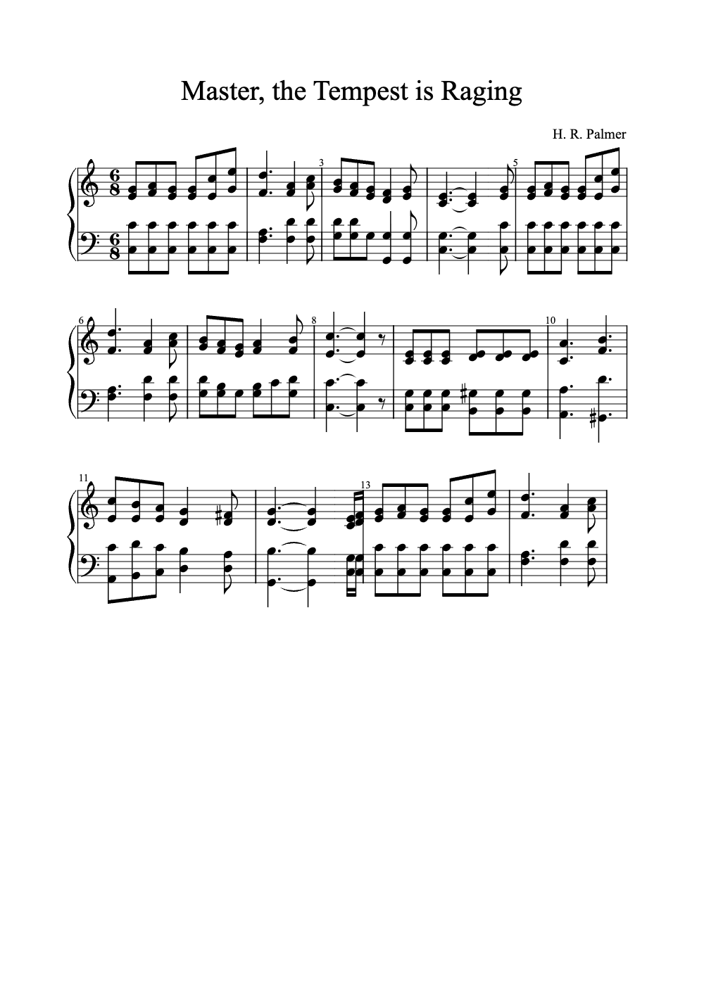 Sheet music preview for Master, the Tempest Is Raging