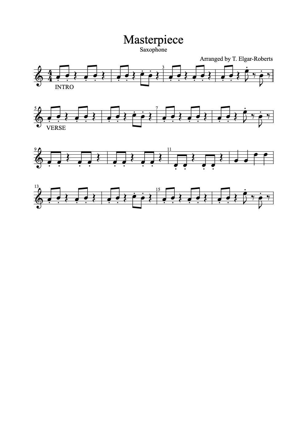 Sheet music preview for Masterpiece