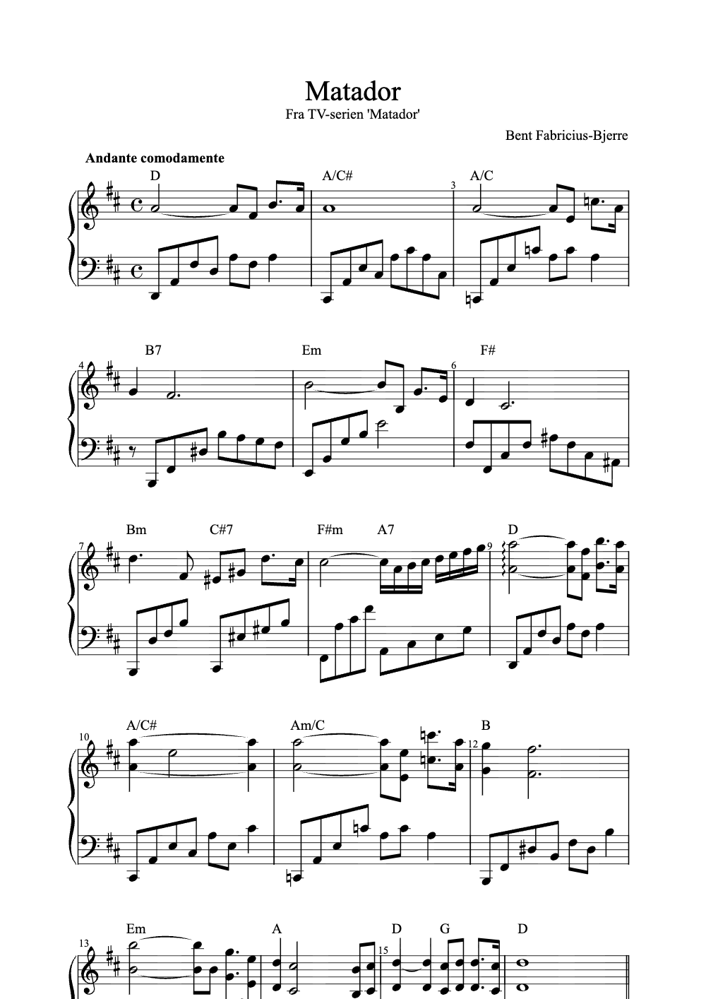Sheet music preview for Matador