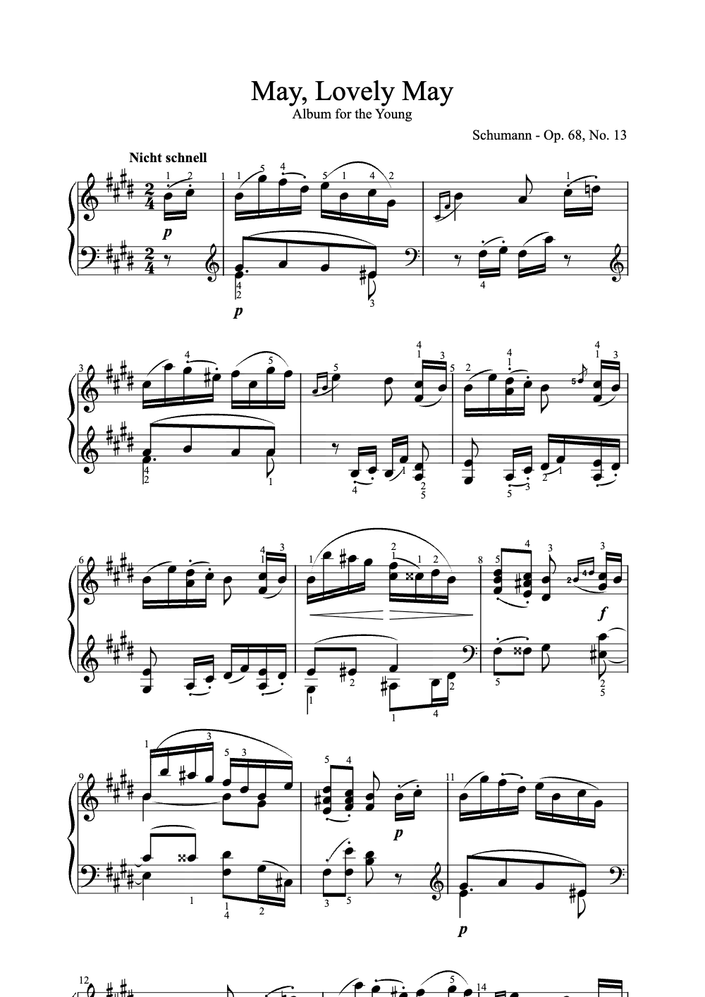 Sheet music preview for May, Lovely May