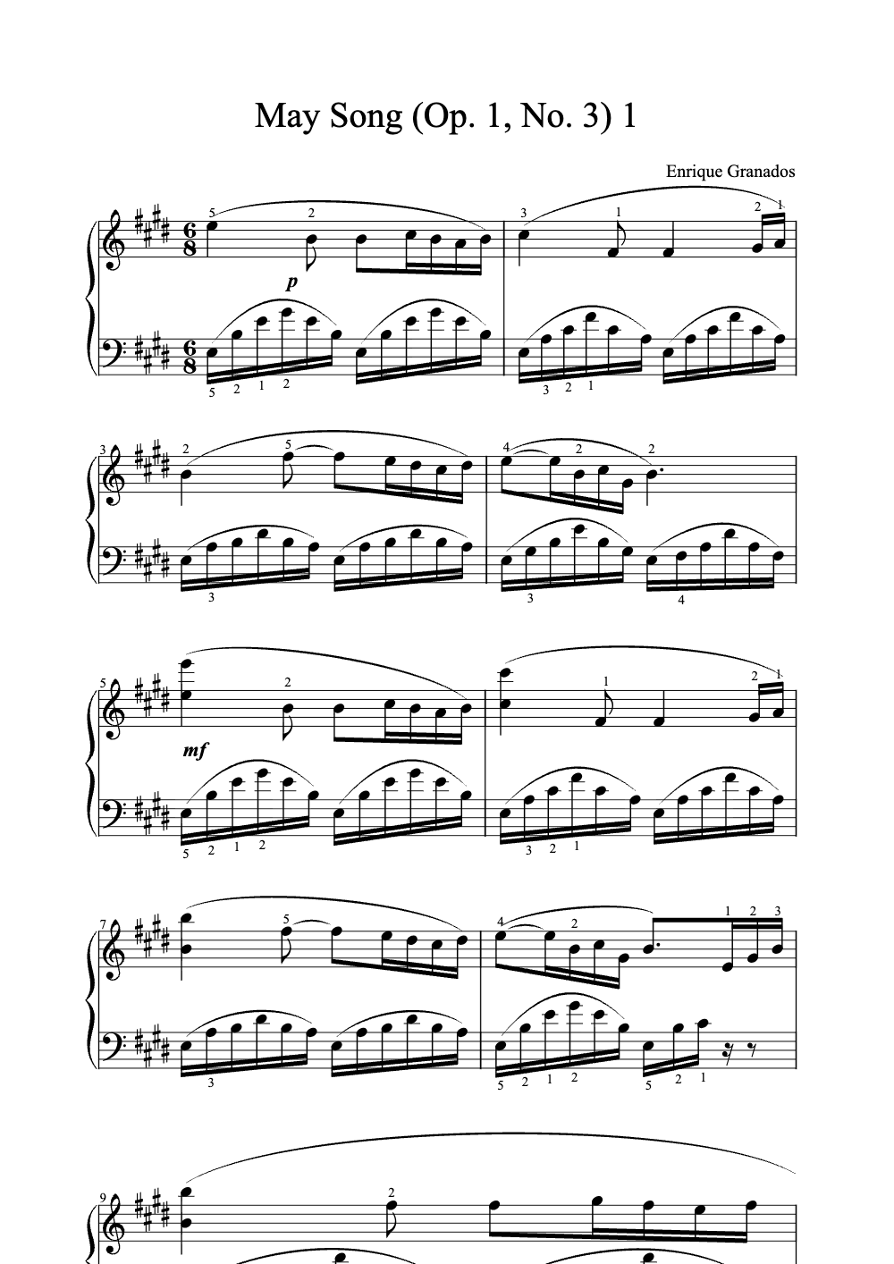 Sheet music preview for May Song