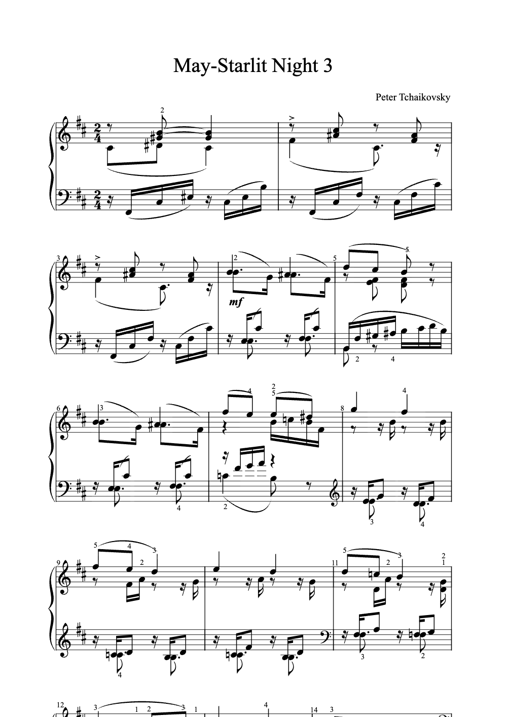 Sheet music preview for May-Starlit Night 3