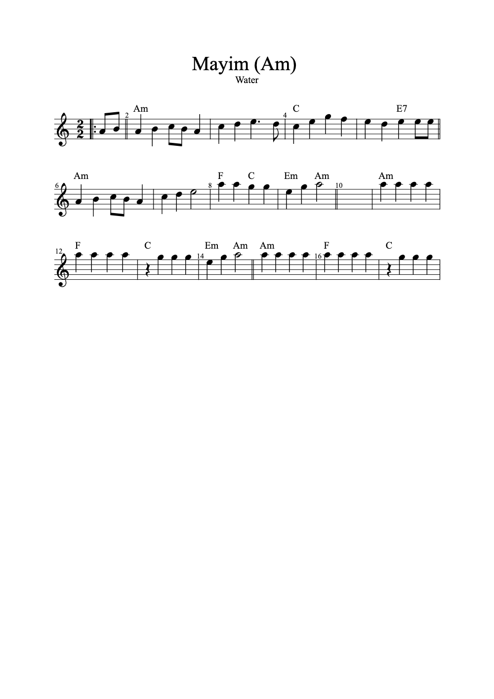 Sheet music preview for Mayim