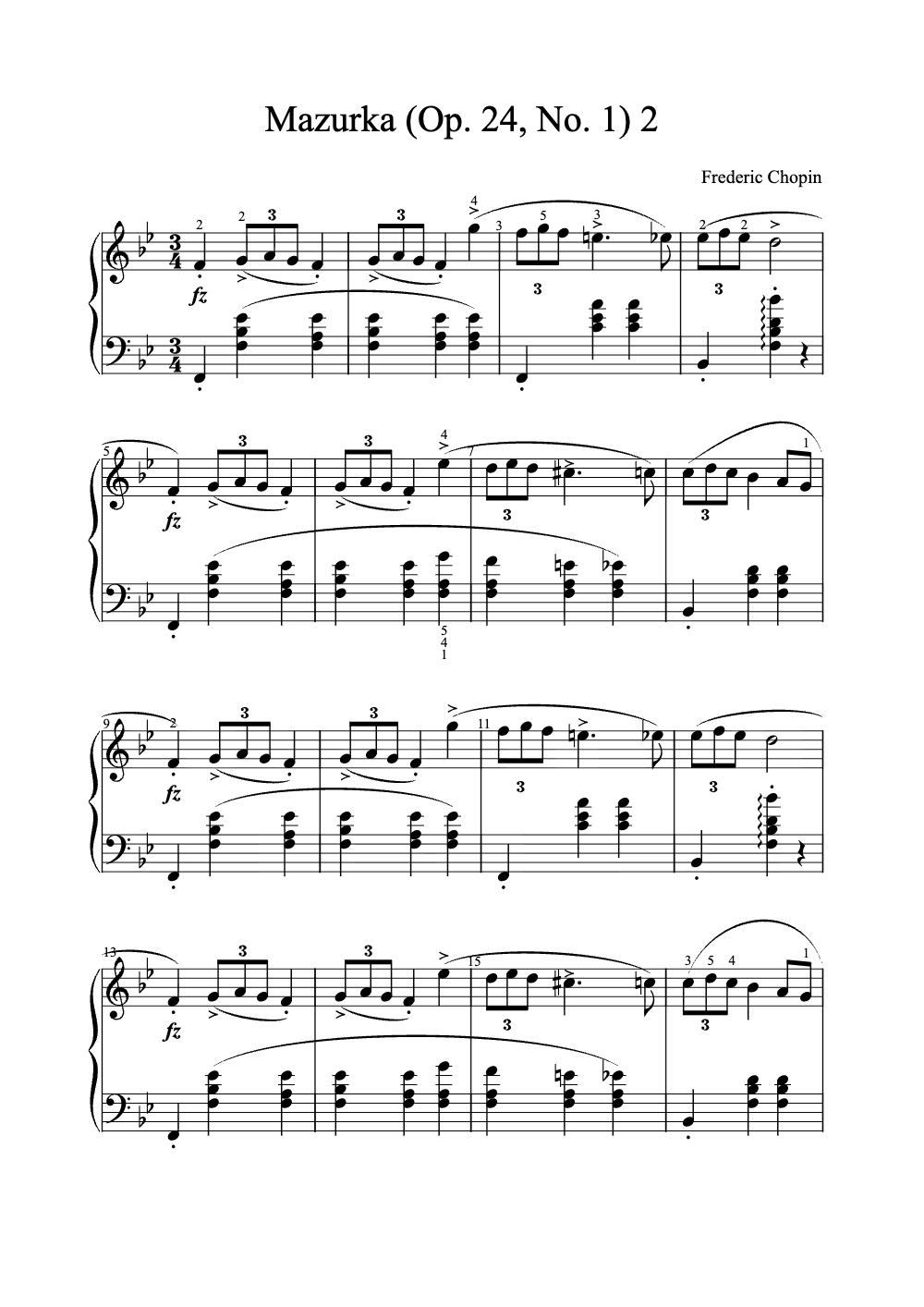 Sheet music preview for Mazurka (Op. 24, No. 1)