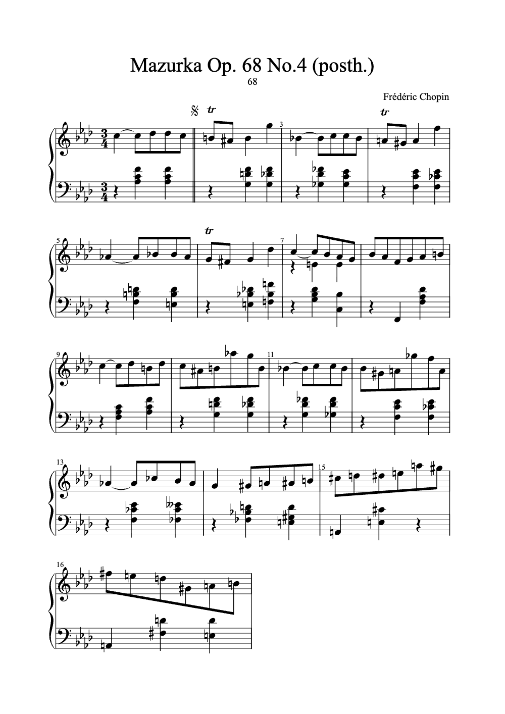 Sheet music preview for Mazurka Op. 68 No. 4