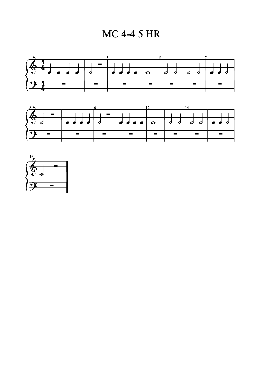 Sheet music preview for Mc 4-4 5 Hr