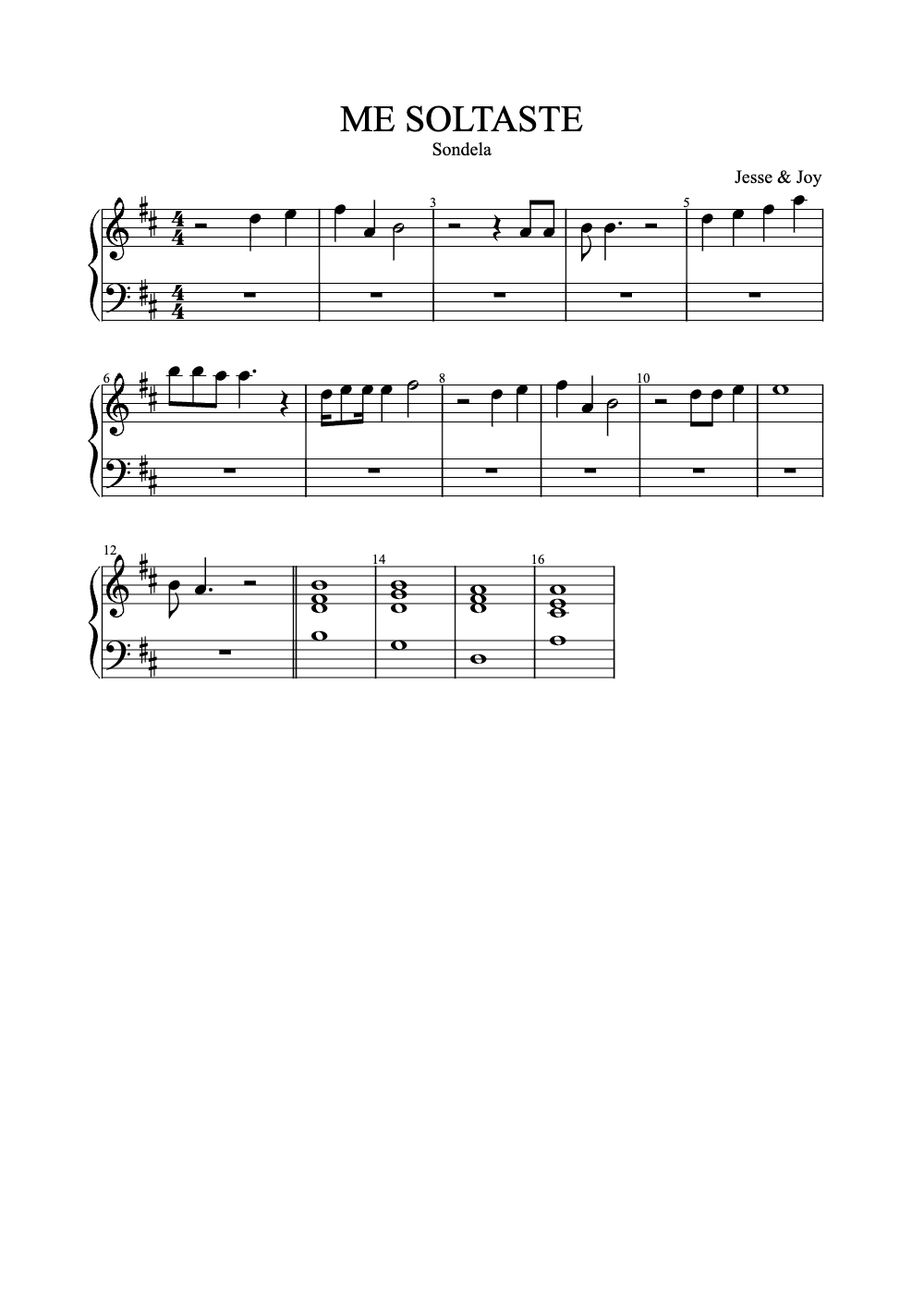 Sheet music preview for Me Soltaste
