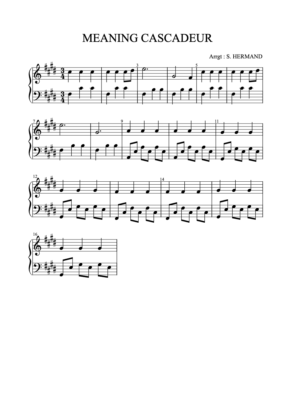 Sheet music preview for Meaning