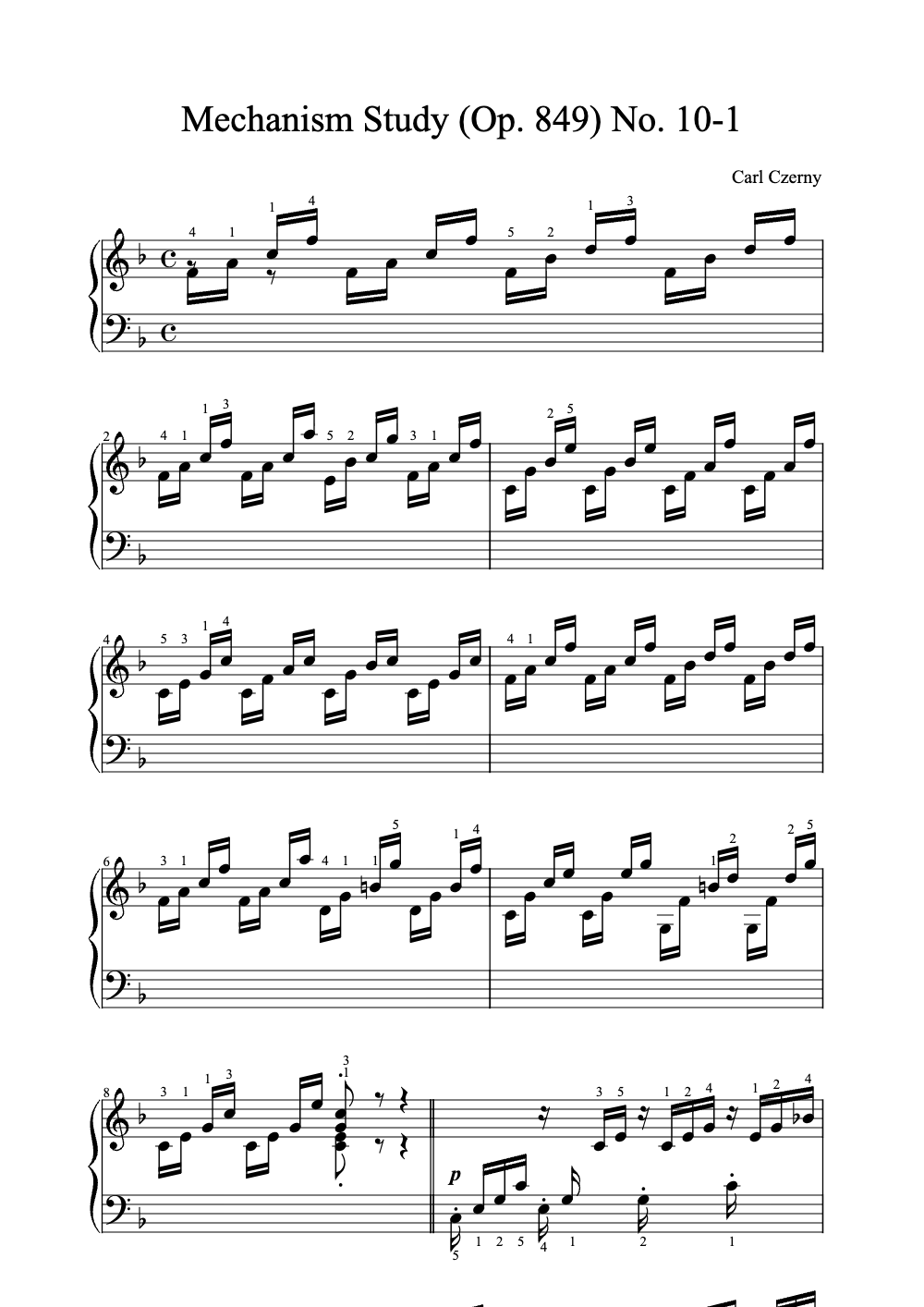 Sheet music preview for Mechanism Study (Op. 849) No. 10-1