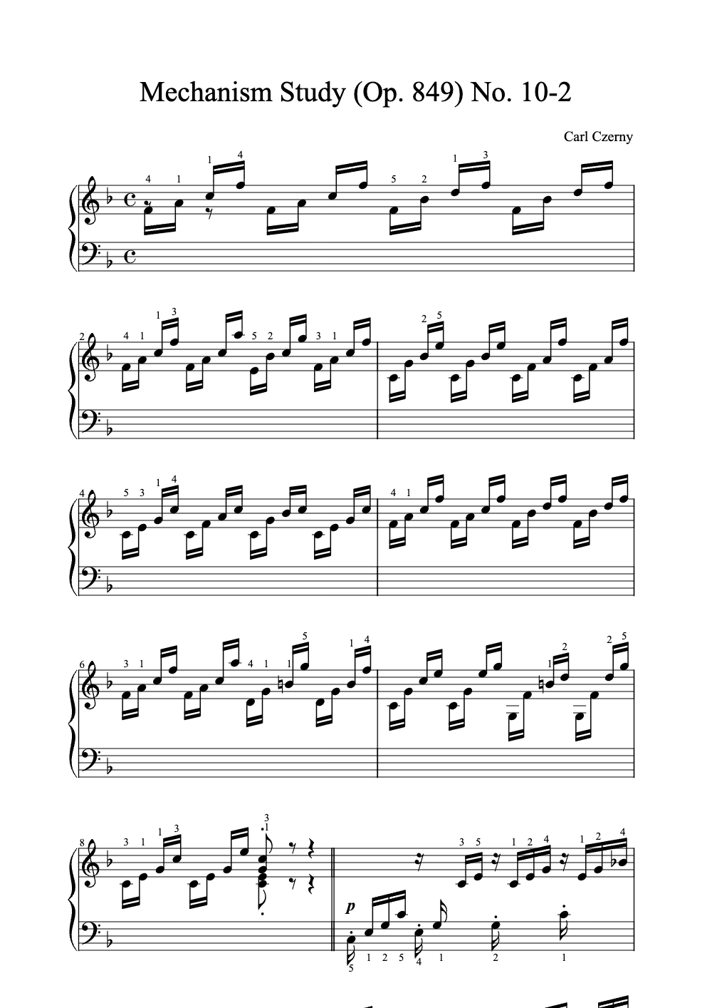 Sheet music preview for Mechanism Study (Op. 849) No. 10-2