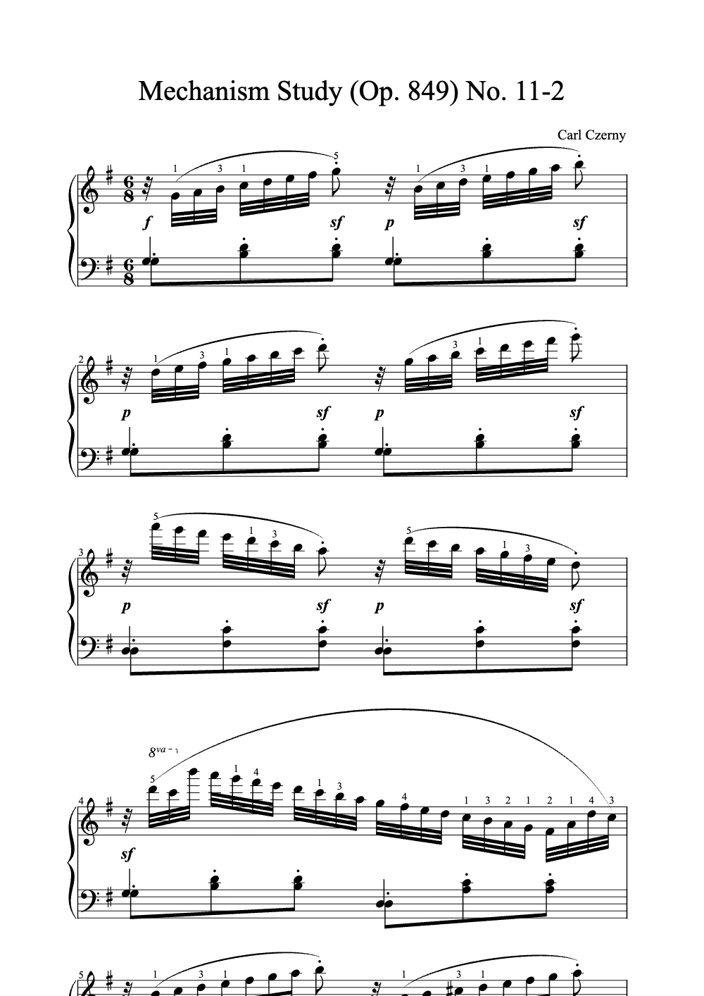 Sheet music preview for Mechanism Study (Op. 849) No. 11-2