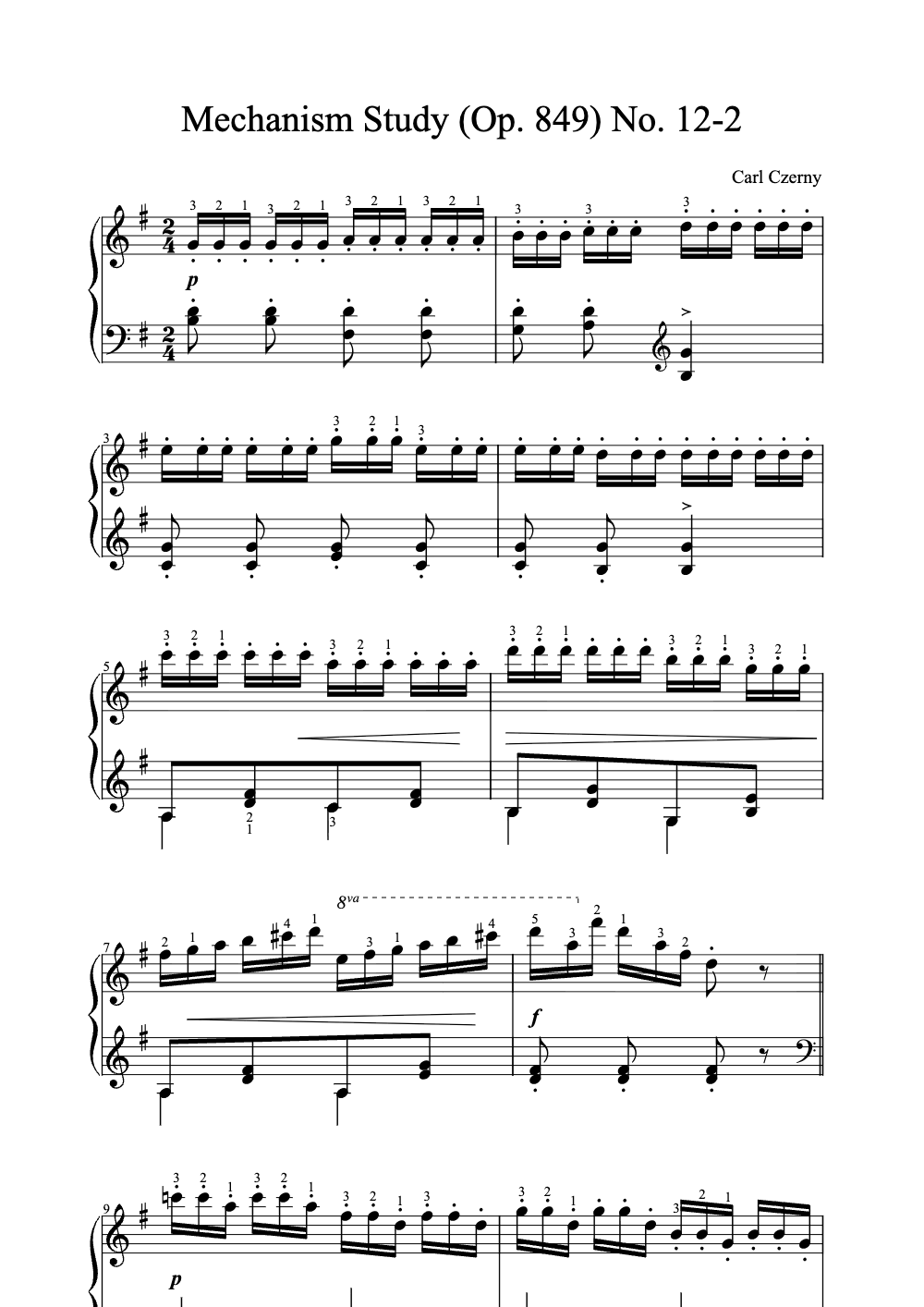 Sheet music preview for Mechanism Study (Op. 849) No. 12-2