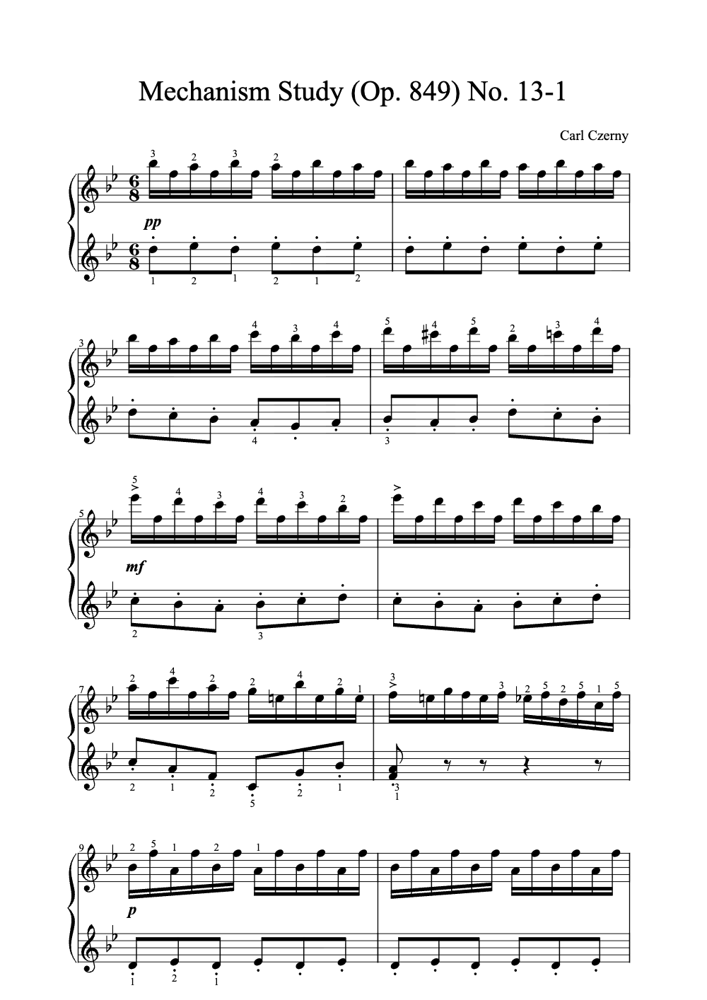Sheet music preview for Mechanism Study (Op. 849) No. 13-1