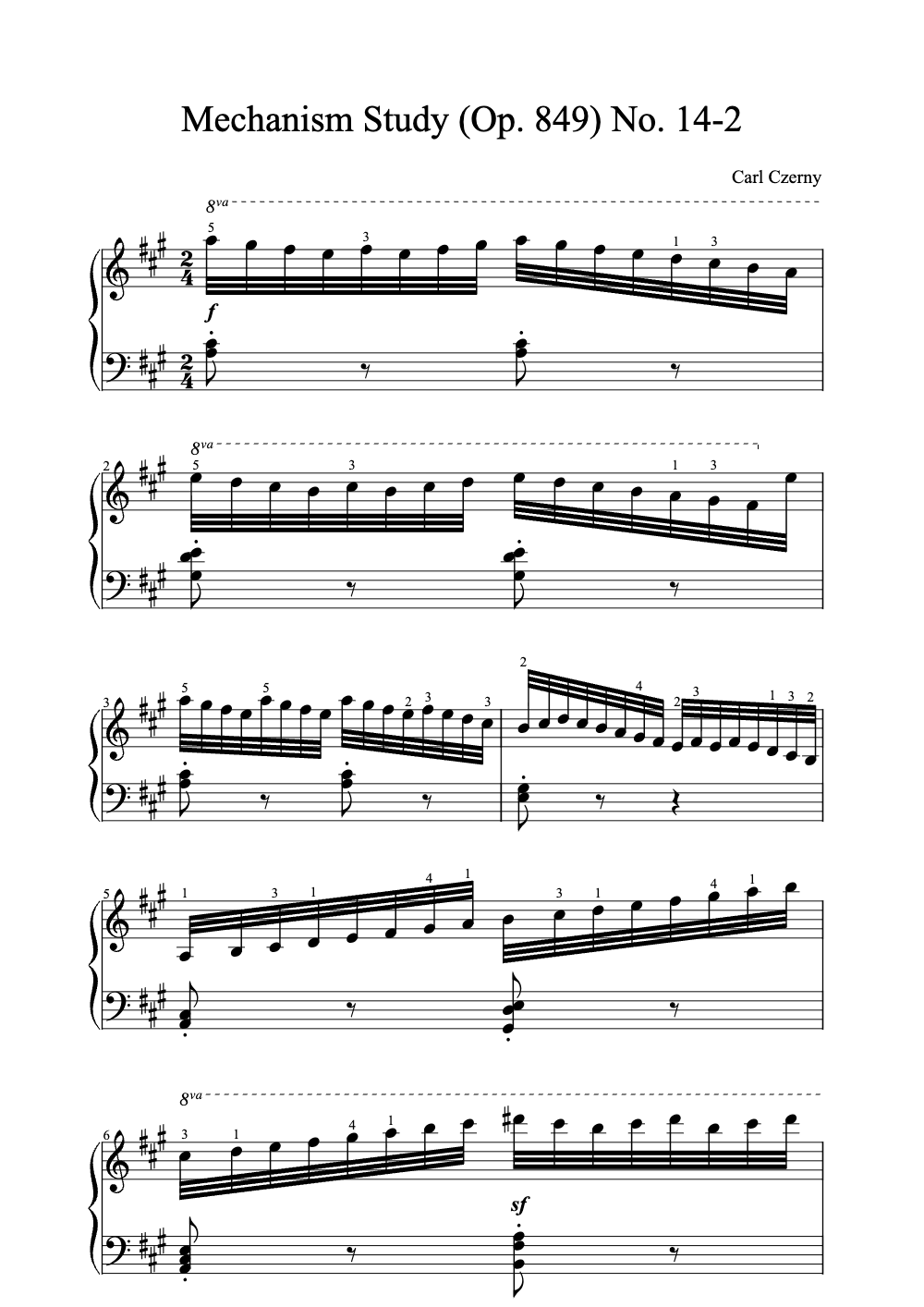 Sheet music preview for Mechanism Study (Op. 849) No. 14-2