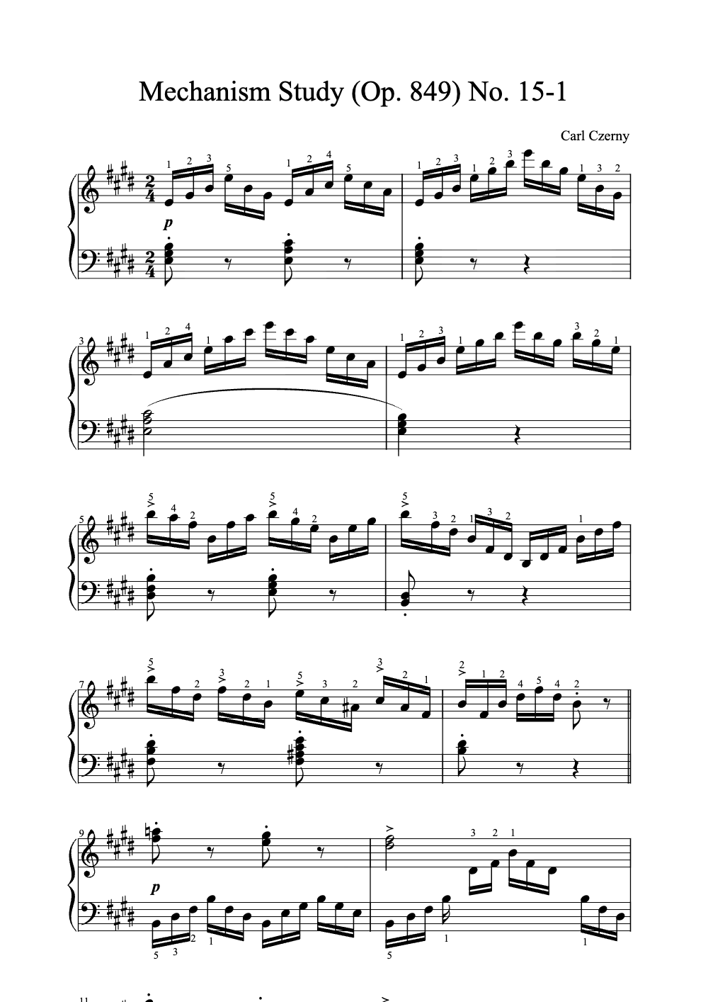 Sheet music preview for Mechanism Study (Op. 849) No. 15-1