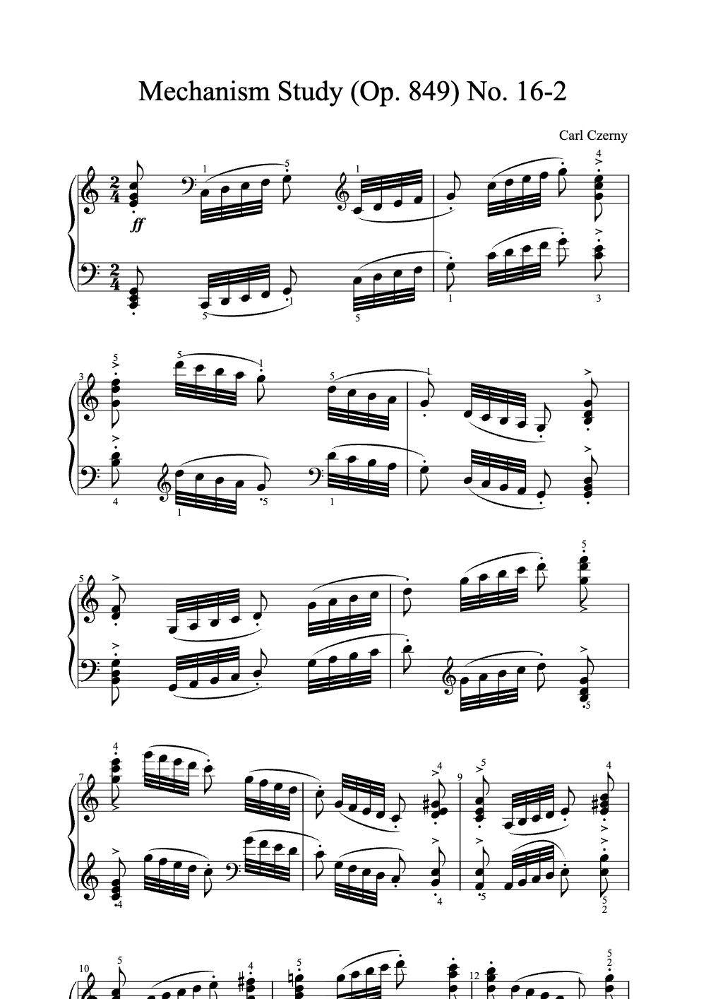 Sheet music preview for Mechanism Study (Op. 849) No. 16-2