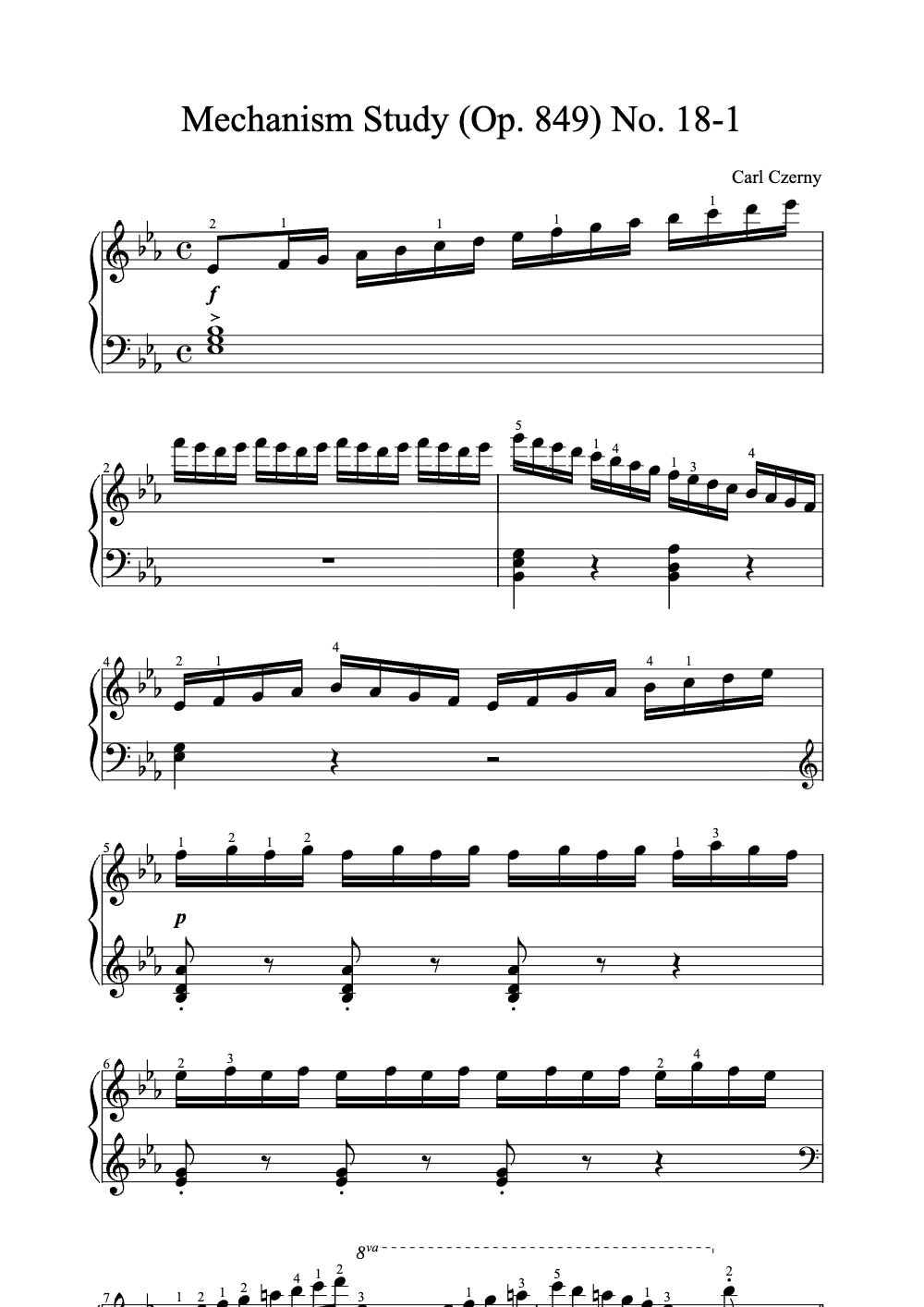 Sheet music preview for Mechanism Study (Op. 849) No. 18-1