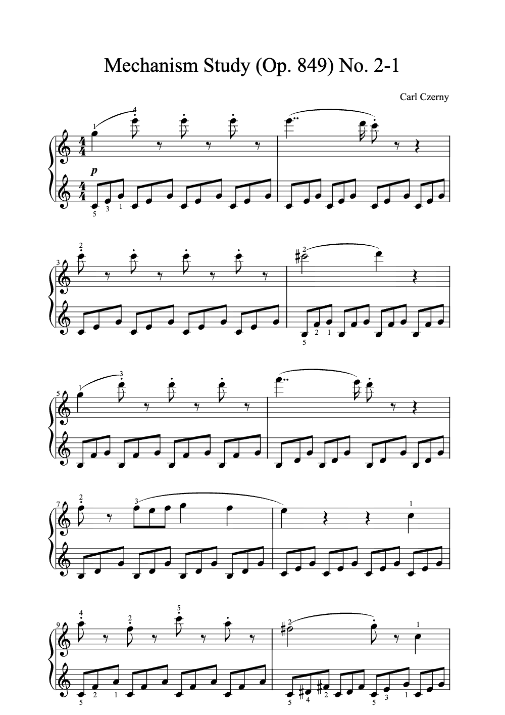 Sheet music preview for Mechanism Study (Op. 849) No. 2-1