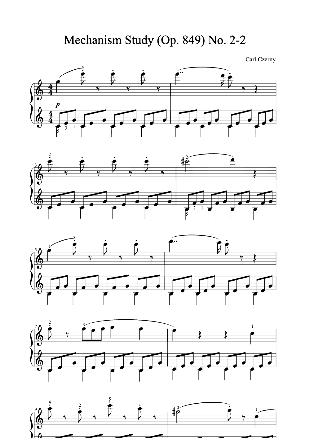 Sheet music preview for Mechanism Study (Op. 849) No. 2-2