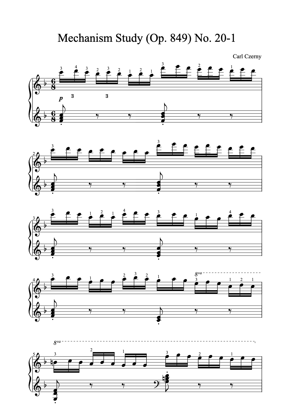 Sheet music preview for Mechanism Study (Op. 849) No. 20-1