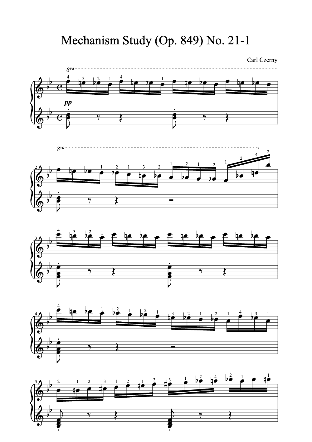 Sheet music preview for Mechanism Study (Op. 849) No. 21-1