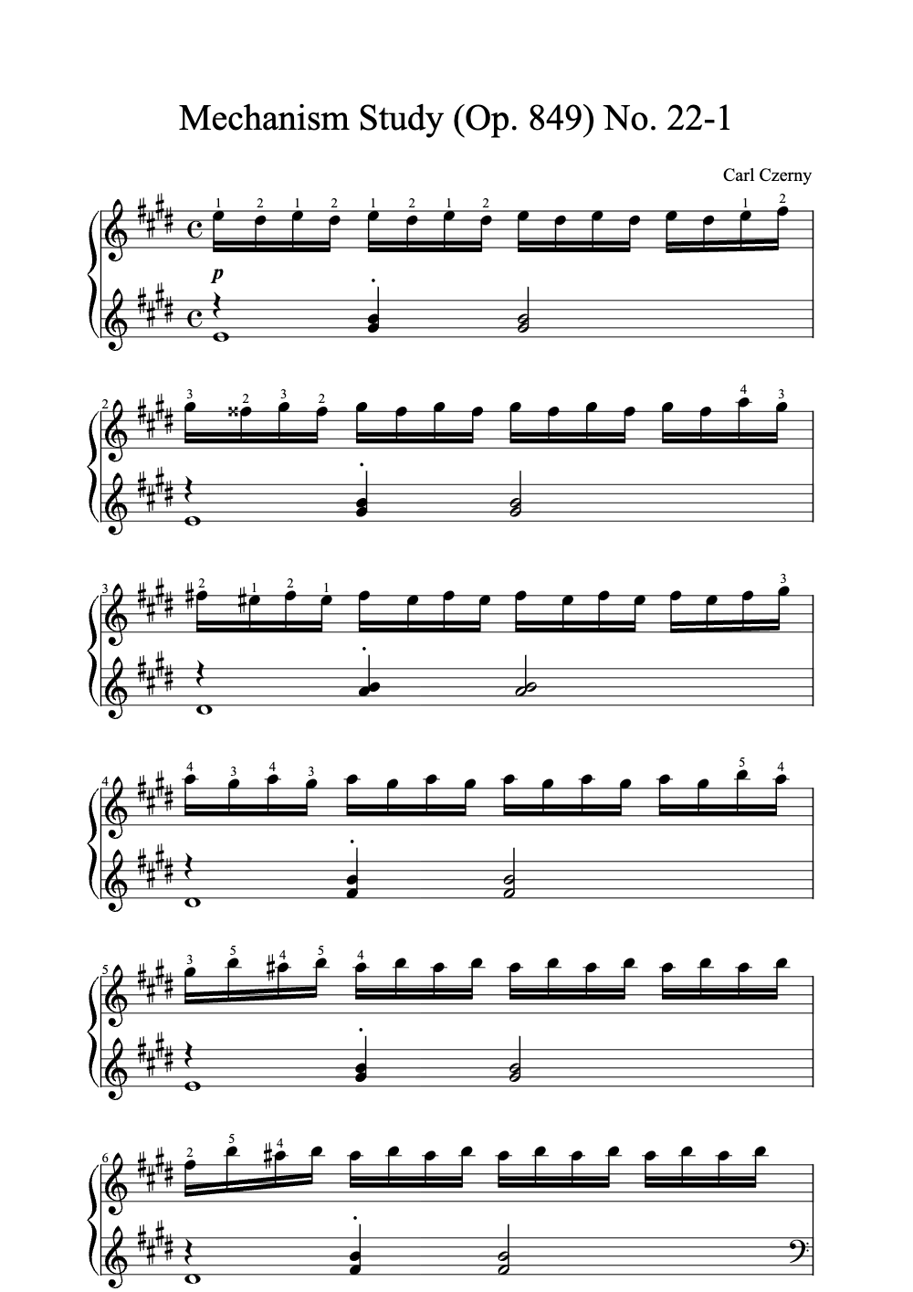 Sheet music preview for Mechanism Study (Op. 849) No. 22-1