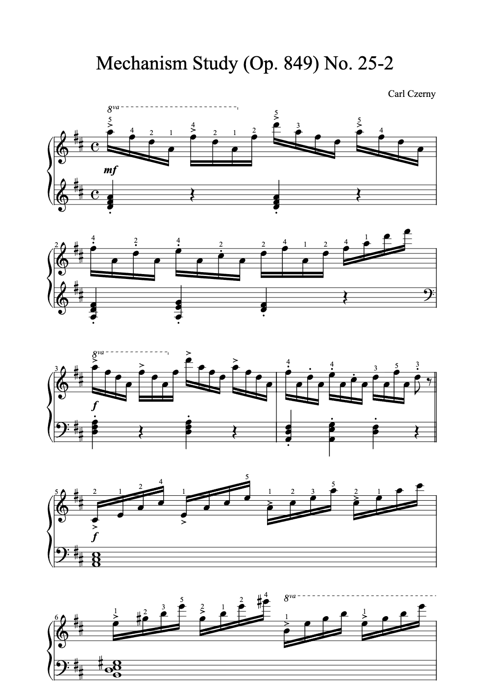 Sheet music preview for Mechanism Study (Op. 849) No. 25-2