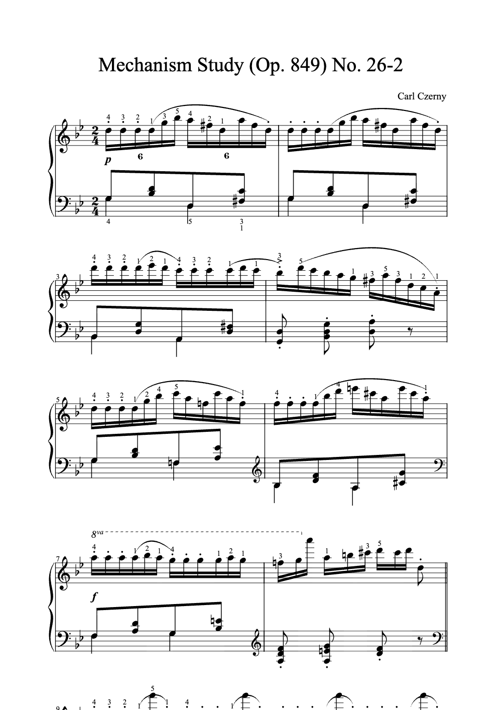 Sheet music preview for Mechanism Study (Op. 849) No. 26-2