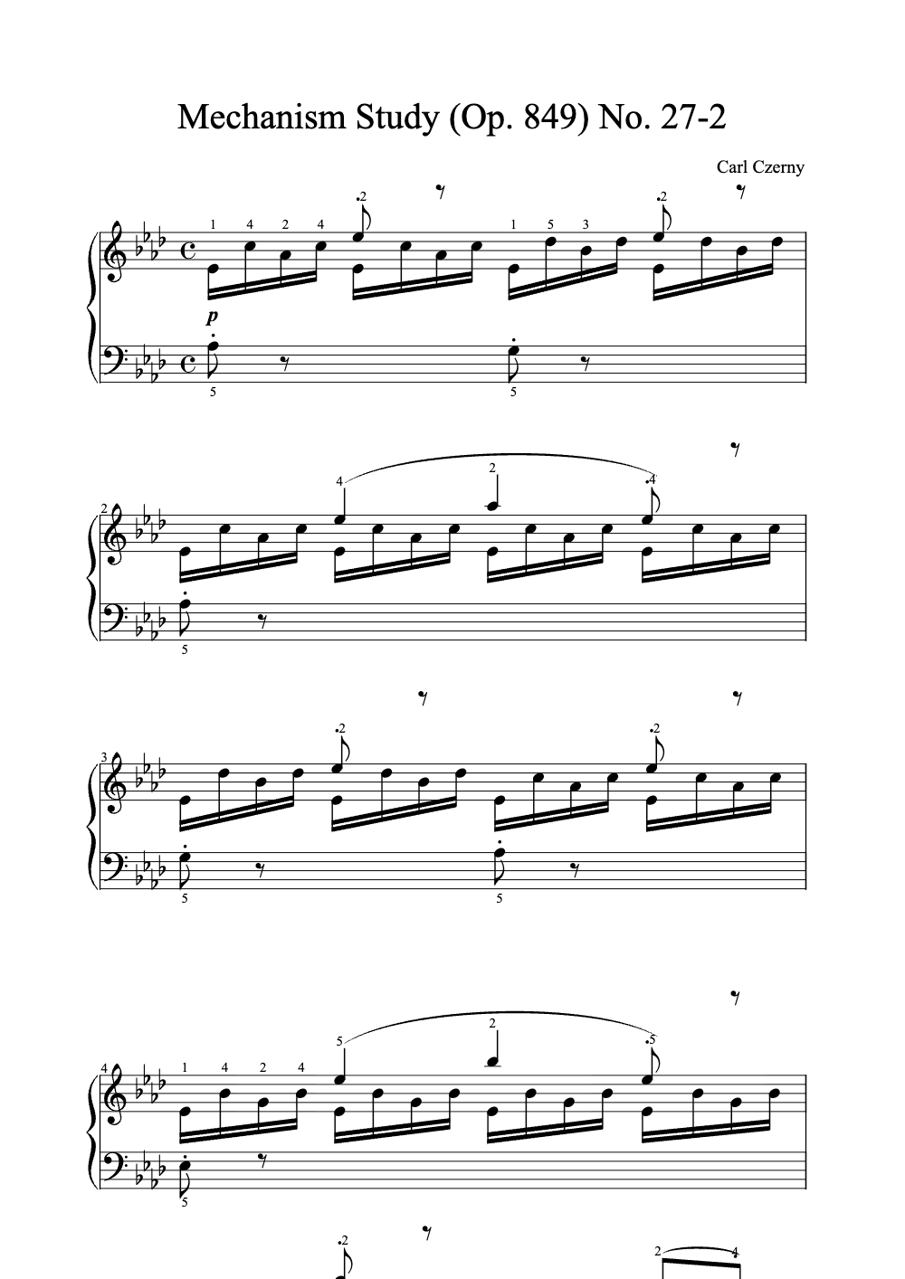 Sheet music preview for Mechanism Study (Op. 849) No. 27-2