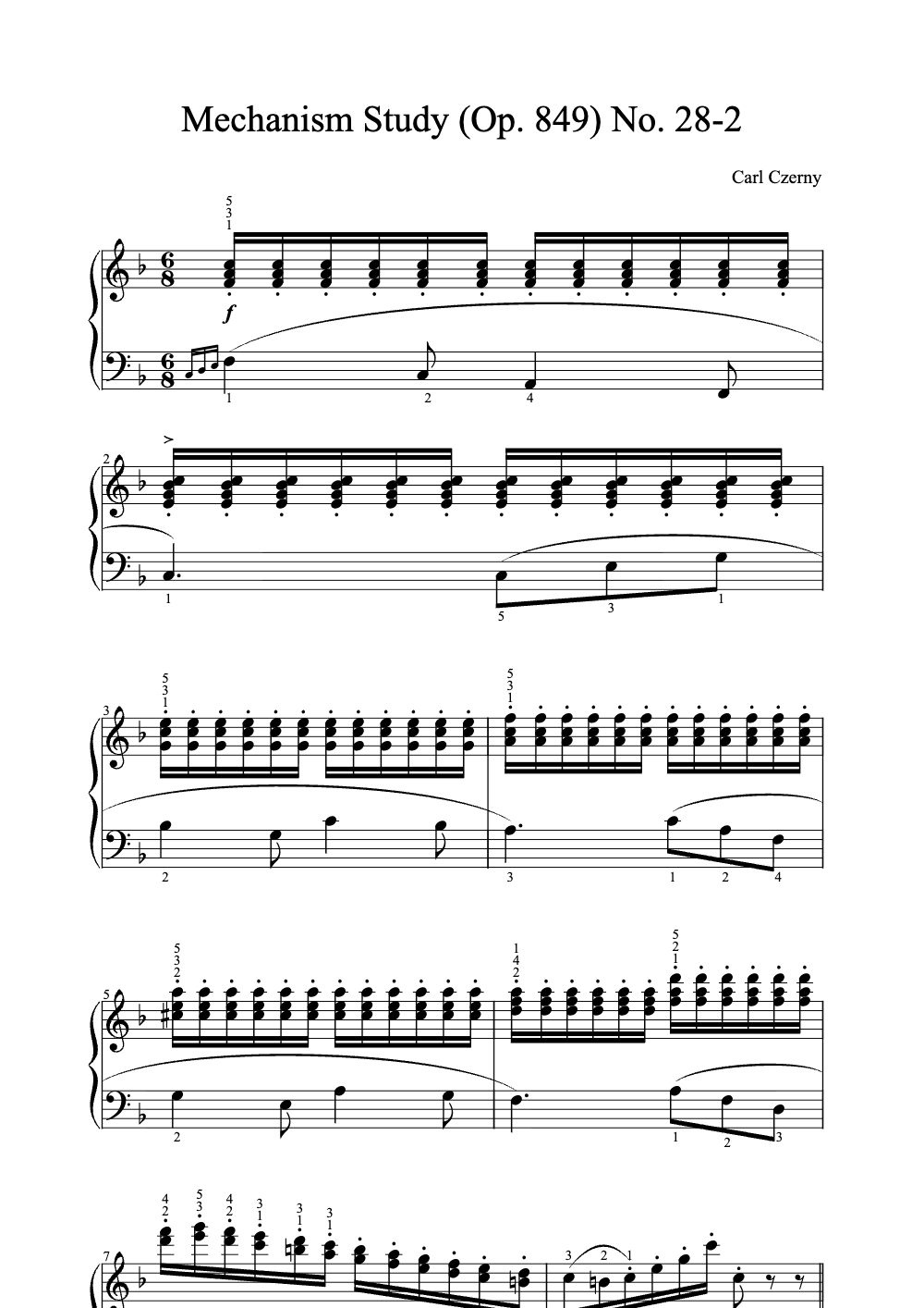 Sheet music preview for Mechanism Study (Op. 849) No. 28-2