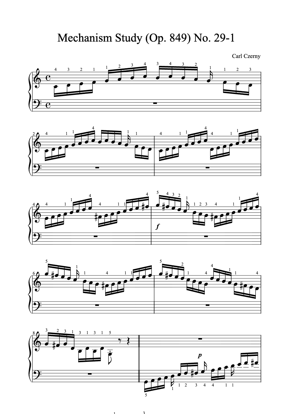 Sheet music preview for Mechanism Study (Op. 849) No. 29-1