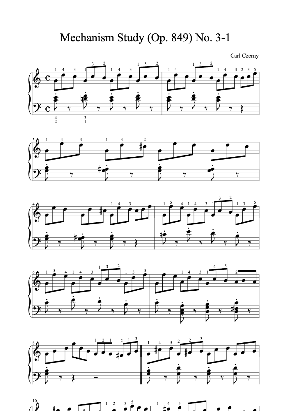 Sheet music preview for Mechanism Study (Op. 849) No. 3-1
