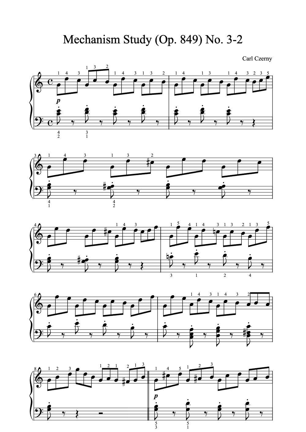Sheet music preview for Mechanism Study (Op. 849) No. 3-2