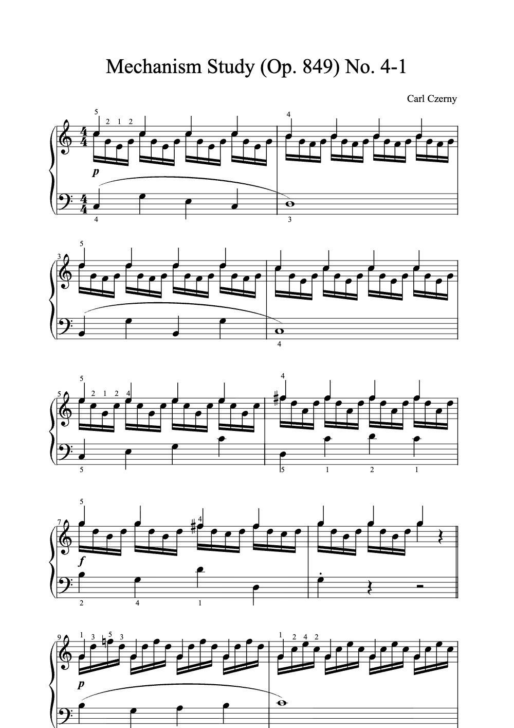 Sheet music preview for Mechanism Study (Op. 849) No. 4-1
