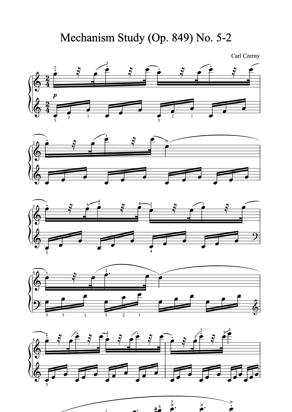 Sheet music preview for Mechanism Study (Op. 849) No. 5-2