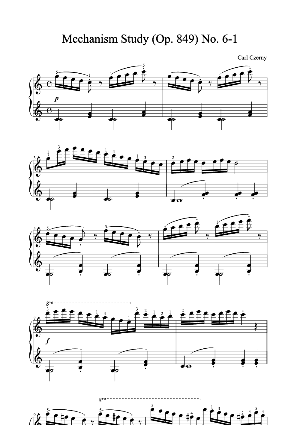 Sheet music preview for Mechanism Study (Op. 849) No. 6-1