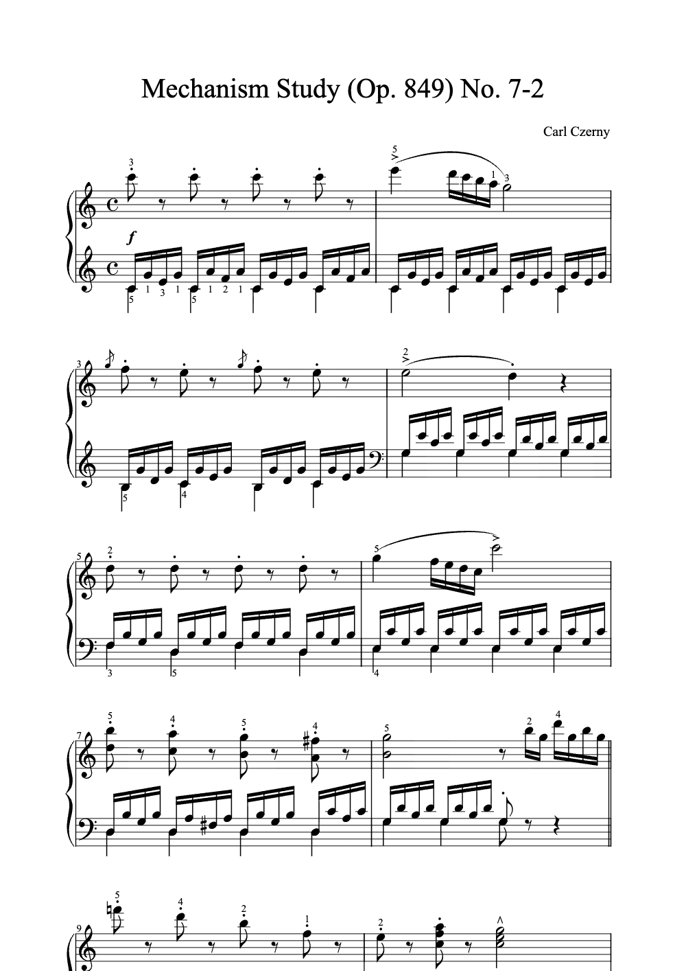 Sheet music preview for Mechanism Study (Op. 849) No. 7-2