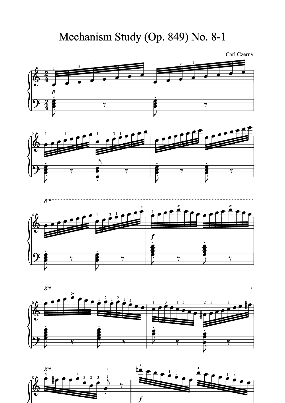 Sheet music preview for Mechanism Study (Op. 849) No. 8-1