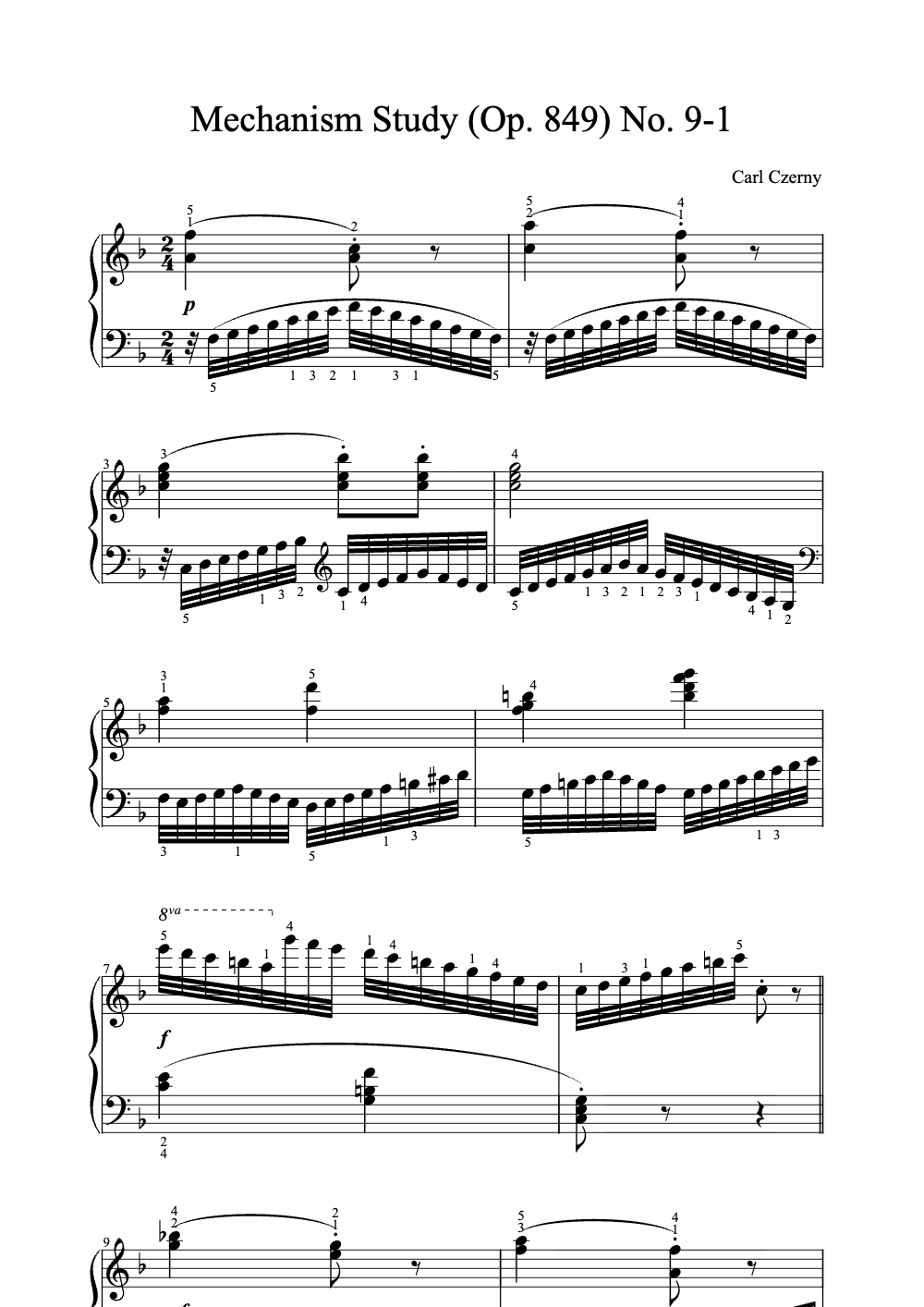 Sheet music preview for Mechanism Study (Op. 849) No. 9-1