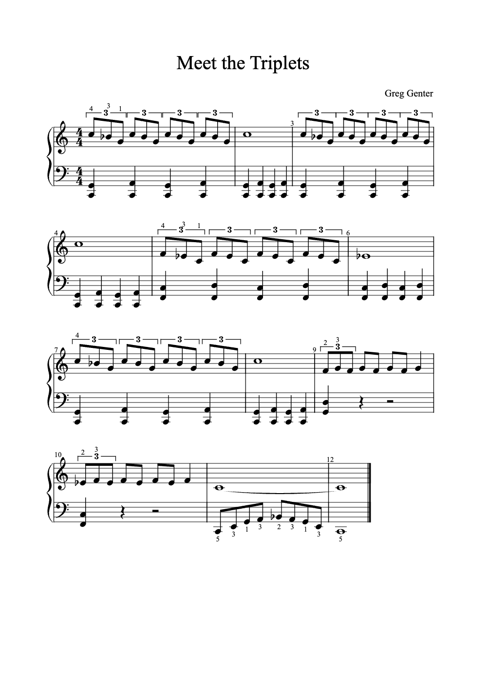 Sheet music preview for Meet the Triplets