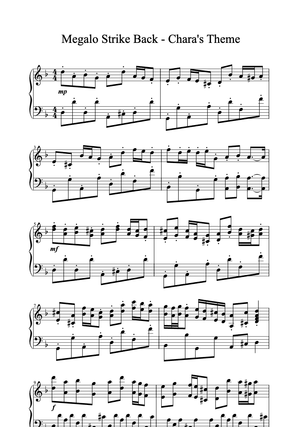 Sheet music preview for Megalo Strike Back