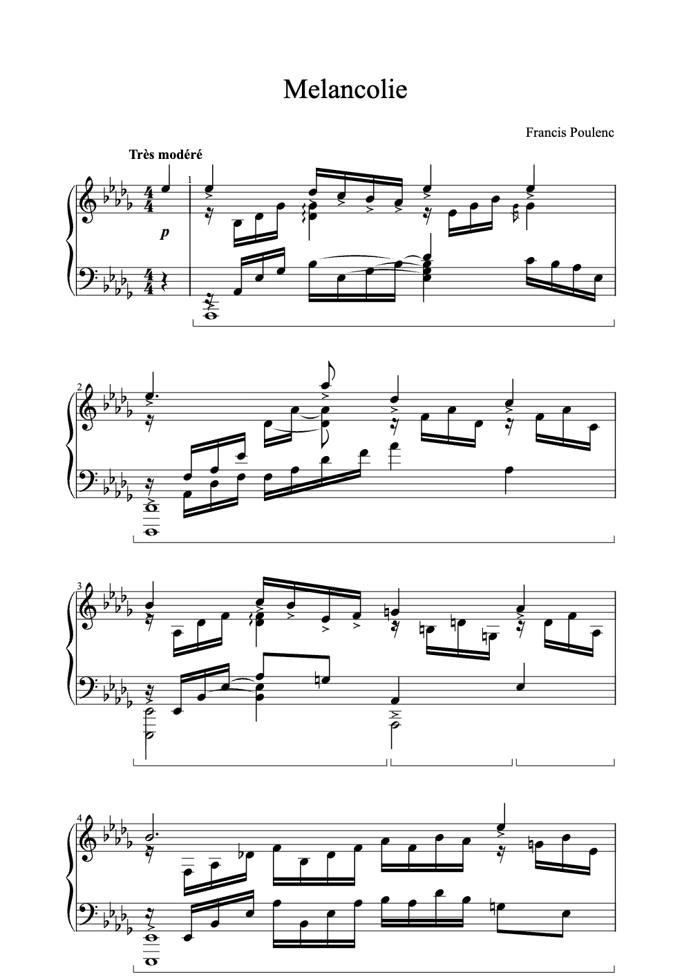 Sheet music preview for Melancolie