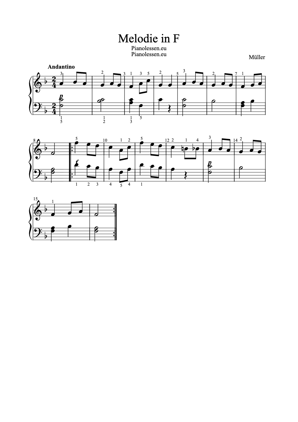 Sheet music preview for Melodie in F