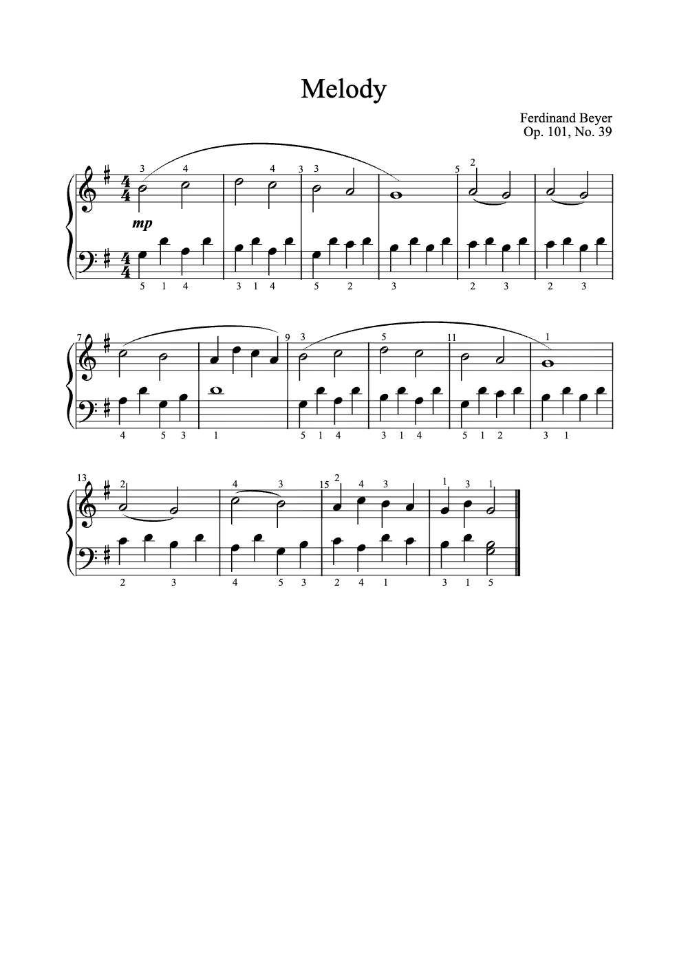 Sheet music preview for Melody